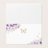 Gouden paarse wilde bloemen vlinder plaats kaarten (Buitenkant ongevouwen)