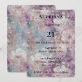 Gouden Paarse Witte Bloemen Sparkle Verjaardag Kaart (Voorkant / Achterkant)