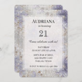 Gouden Paarse Witte Bloemen Sparkle Verjaardag Kaart (Voorkant / Achterkant)