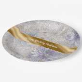 Gouden Paarse Witte Bloemen Sparkle Verjaardag Papieren Bordje (Gekanteld)