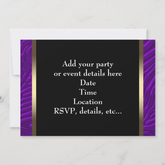 Gouden Paarse Zebra All Occasion Party Kaart (Achterkant)