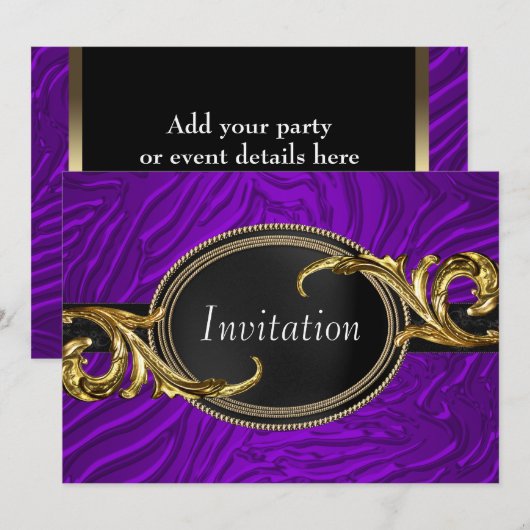 Gouden Paarse Zebra All Occasion Party Kaart (Voorkant / Achterkant)