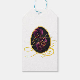 Gouden Paasei en Elegante Iris Cadeaulabel