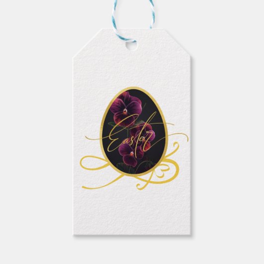 Gouden Paasei en Elegante Iris Cadeaulabel (Voorkant)