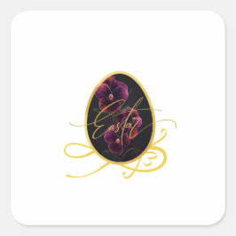 Gouden Paasei en Elegante Iris Vierkante Sticker