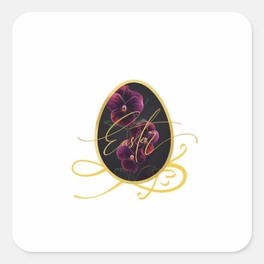 Gouden Paasei en Elegante Iris Vierkante Sticker (Voorkant)