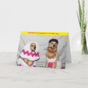 Gouden Paashaas die Paasei schilderen Feestdagen Kaart