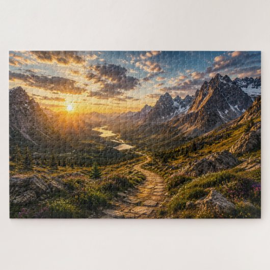 Gouden pad door de bergenpuzzel legpuzzel (Horizontaal)