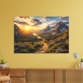 Gouden pad door het bergen canvasprint canvas afdruk (Insitu (Woonkamer))