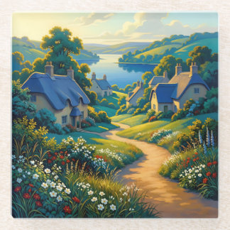 Gouden Pad naar Blauwe Wateren Glazen Onderzetter