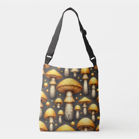 Gouden Paddenstoelen Crossbody Tas (Voorkant)