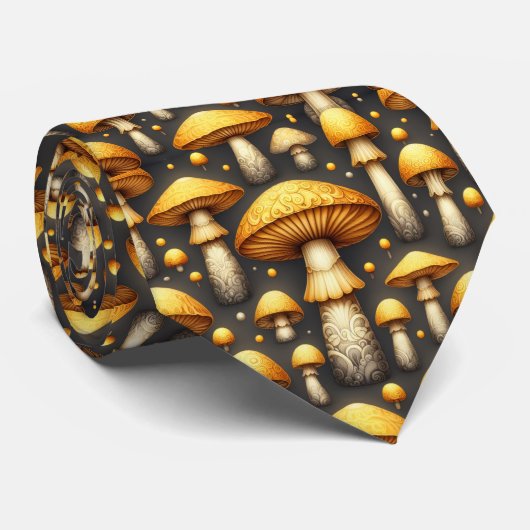 Gouden Paddenstoelen Stropdas (Opgerold)