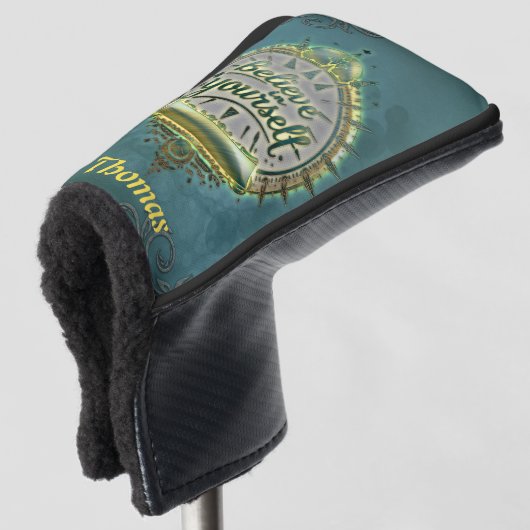 Gouden paden: geloof in jezelf. golfheadcover (3/4 voorkant)