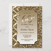 Gouden pailletten 60ste verjaardagsfeestje kaart (Voorkant)