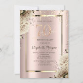 Gouden pailletten, Bloemen Roos Goud 70e Verjaarda Kaart (Voorkant)