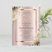 Gouden pailletten, Bloemen Roos Goud 70e Verjaarda Kaart (Staand voorkant)