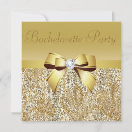 Gouden pailletten, Bow & Diamant Bachelorette Part Kaart