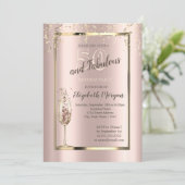 Gouden Pailletten Glitter Champagneglas 50ste Verj Kaart (Staand voorkant)