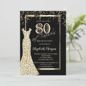 Gouden Pailletten Jurk 80ste Verjaardag Kaart (Staand voorkant)