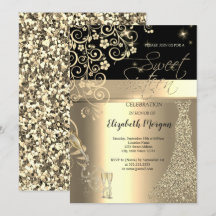 Gouden Pailletten Jurk Glas Bloemen Sweet 16 Verja
