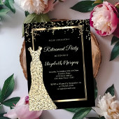 Gouden Pailletten Jurk Zwart Pensioenfeest Kaart