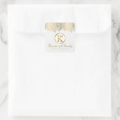 Gouden Paisley Bloemenkant Witte achtergrond Vierkante Sticker (Tas)