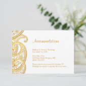 Gouden Paisley Indiase bruiloft accommodaties Informatiekaartje (Staand voorkant)