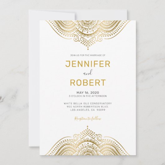 Gouden paisley kant mandala kaart (Voorkant)