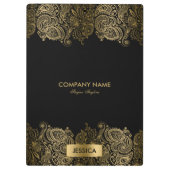 Gouden Paisley kant met zwarte achtergrond Klembord (Achterkant)