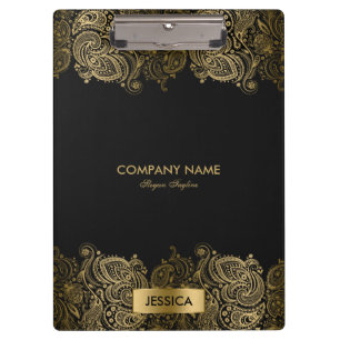 Gouden Paisley kant met zwarte achtergrond Klembord