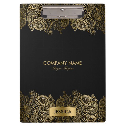 Gouden Paisley kant met zwarte achtergrond Klembord (Voorkant)