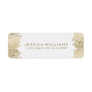 Gouden Paisley Kant op Wit Etiket