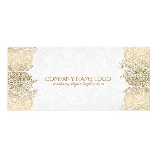 Gouden Paisley Kant op Wit Reclamekaart (Voorkant)