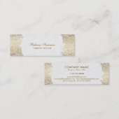 Gouden Paisley Kant Pluche Witte Achtergrond Mini Visitekaartje (Voorkant / Achterkant)