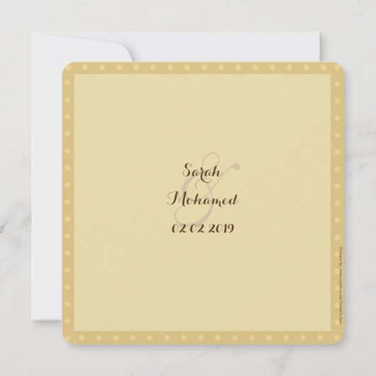 Gouden paisley moslim bruiloft kaart (Achterkant)