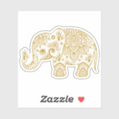 Gouden  paisley olifant sticker (Vel)
