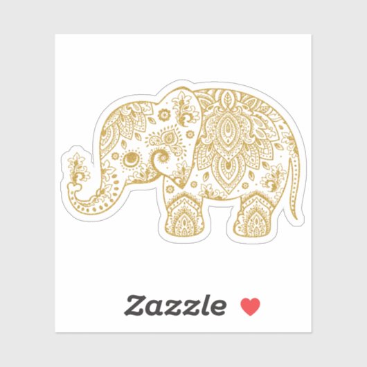 Gouden paisley olifant sticker (Vel)
