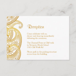 Gouden paisley receptie, traditionele Indiase brui Informatiekaartje