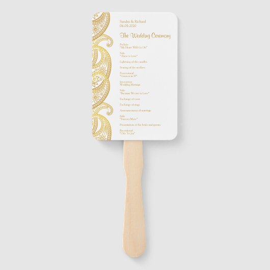 Gouden Paisley Traditioneel Indiase bruiloft progr Handwaaier (Achterkant)