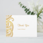 Gouden Paisley Traditionele Indiase bruiloft Bedankkaart (Staand voorkant)
