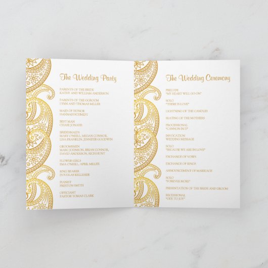 Gouden Paisley Traditionele Indiase Trouwdag Programma (Binnen)