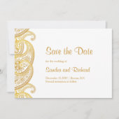 Gouden Paisley Traditionele Indiase Trouwdag Save The Date (Voorkant)