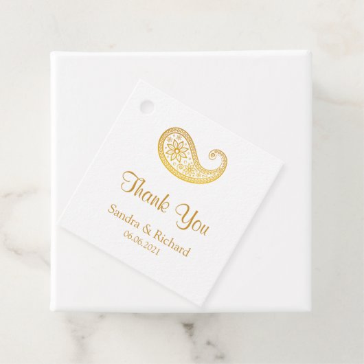 Gouden Paisley Traditionele Indische Bruiloft Dank Bedankjes Labels (In situ)