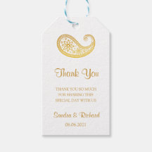 Gouden Paisley Traditionele Indische Bruiloft Dank