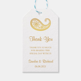 Gouden Paisley Traditionele Indische Bruiloft Dank Cadeaulabel