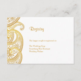 Gouden Paisley Traditionele Indische Huwelijksregi Informatiekaartje