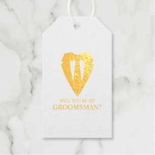 Gouden Pak en Stropdas Persoonlijke Vriend Voorste Cadeaulabels