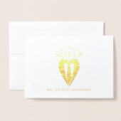 Gouden pak Gepersonaliseerde Groomsman Voorstel Folie Kaarten (Voorkant met envelop)