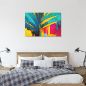 Gouden Palm - Abstract Tropical Energy Canvas Afdruk (Insitu (Slaapkamer))