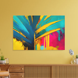 Gouden Palm - Abstract Tropical Energy Canvas Afdruk